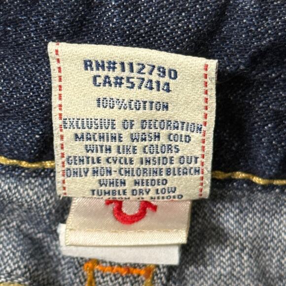 True Religion Joey Low Rise Micro Mini Cut Off Blue Denim Jean Shorts Size 28 - Picture 4 of 8